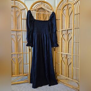 Reformation Black Smocked Dress